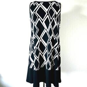 RNstudio by Ronni Nicole Black White Geo Print Sleeveless Dress Size Large